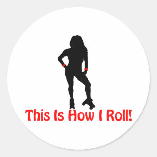 Sticker Rond Comment je roule Roller Derby Girl