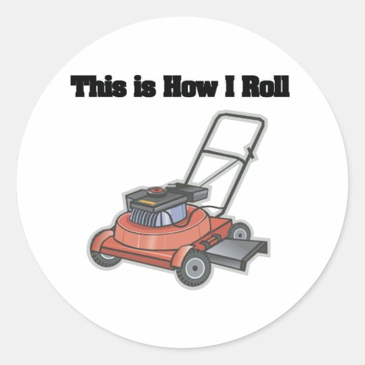 Sticker Rond Comment je roule (tondeuse à gazon) (Devant)