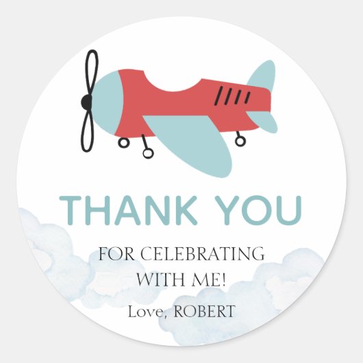 Sticker Rond Comment le temps vole avion Anniversaire, Avion mo (Devant)