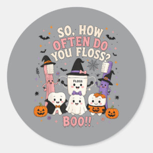Sticker Rond Comment vous utilisez du fil dentaire Drôle Hallow