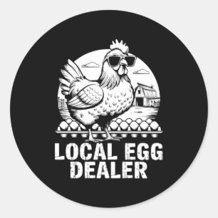 Sticker Rond Commerçant d'oeufs local drôle rétro Pâques ferme