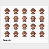 Sticker Rond Commerce de singes (Feuille)