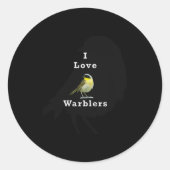 Sticker Rond Common Yellowthroat Warbler ”i Love Warblers” Prem (Devant)