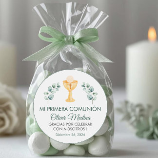 Sticker Rond Commune Espagnole Feuille Vert mignon