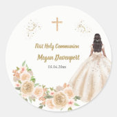 Sticker Rond Communion de fille catholique (Devant)