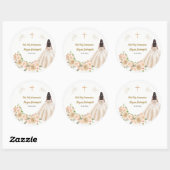Sticker Rond Communion de fille catholique (Feuille)
