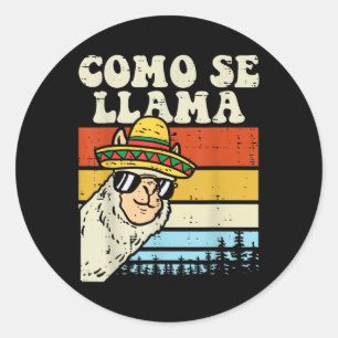 Sticker Rond Como Se Llama Drôle Cinco De Mayo Mexicain Alpaca 