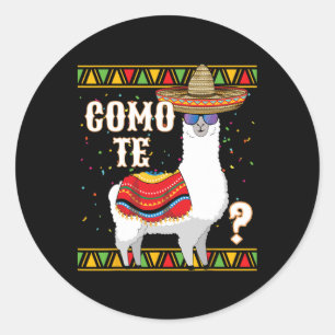 Sticker Rond Como Te Llama Mexican Sombrero Drôle Cinco De Mayo