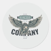 Sticker Rond Compagnie Retro Eagle Design Américain (Devant)