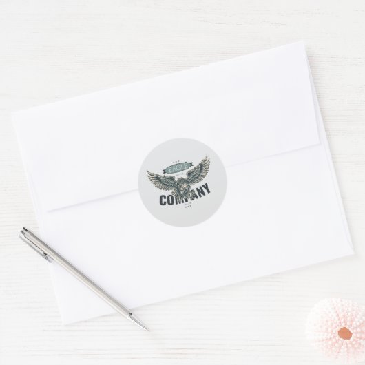 Sticker Rond Compagnie Retro Eagle Design Américain (Enveloppe)