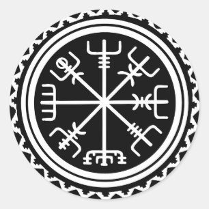 Sticker Rond Compas végétarien viking