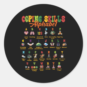 Sticker Rond Compétences d'adaptation Abc Alphabet Sensibilisat