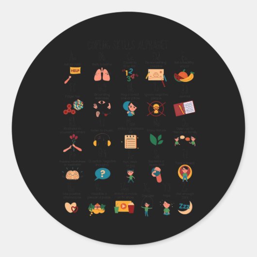 Sticker Rond Compétences d'adaptation Alphabet Conseiller scola (Devant)