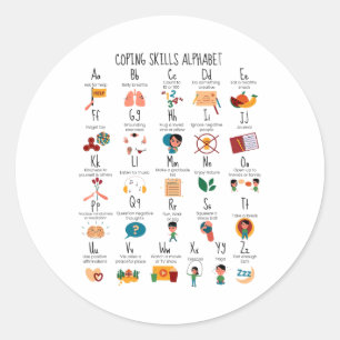 Sticker Rond Compétences d'adaptation Alphabet Conseiller scola