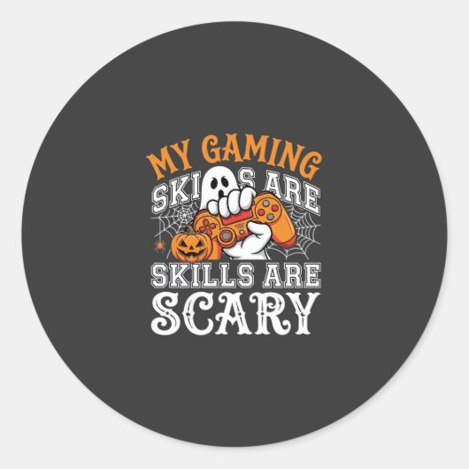 Sticker Rond Compétences de jeu Halloween sont un contrôleur fa (Devant)