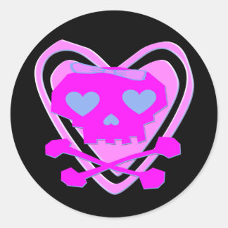 STICKER ROND COMPÉTENCES ET CROSSBONNES EN EMO CUTE & FILLE