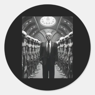 Sticker Rond Complot de Trump avec des extraterrestres Théorie