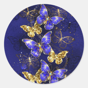 Sticker Rond Composition avec papillons Sapphire