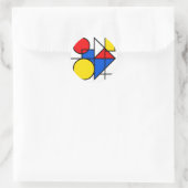 Sticker Rond Composition de couleurs primaires de Mondrian (Sac)