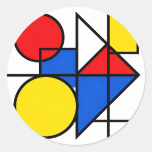 Sticker Rond Composition de couleurs primaires de Mondrian