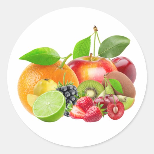 Sticker Rond Composition de fruits beaux fruits frais (Devant)