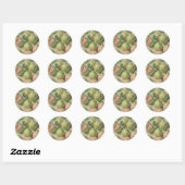 Sticker Rond Composition de guava rose et verte nature morte (Feuille)