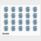 Sticker Rond Composition de papillons blancs et bleus (Feuille)