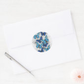 Sticker Rond Composition de papillons blancs et bleus (Enveloppe)