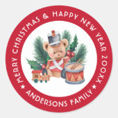 Sticker Rond Composition du garçon du batteur de Noël (Devant)