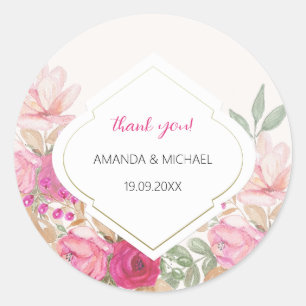 Sticker Rond Composition florale bohème à l'aquarelle moderne