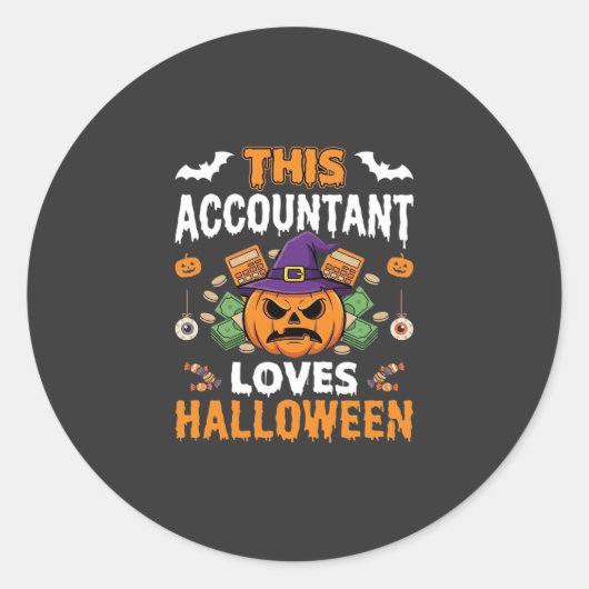 Sticker Rond Comptable Aime Halloween Citrouille Comptable Desi (Devant)
