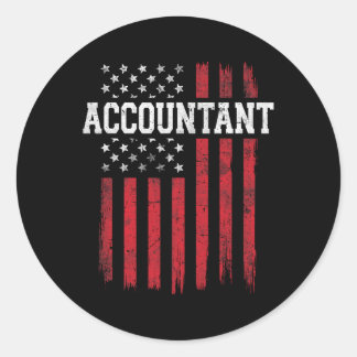 Sticker Rond Comptable Drapeau américain Patriot Patriot T-S Pa