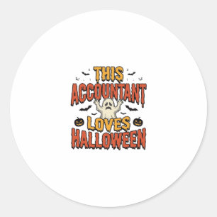 Sticker Rond Comptable Halloween Chemise Vintage Ghost Design_1