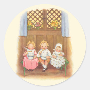 Sticker Rond Comptine traditionnelle pour enfants Pease Porridg