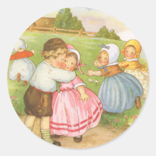 Sticker Rond Comptines de Mère l'Oie Georgie Porgie vintage