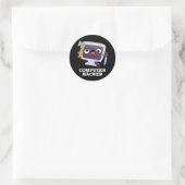 Sticker Rond Computer Hacker Funny Technology Pun Dark BG (Sac)