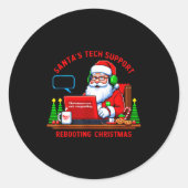 Sticker Rond Computer Meme Funny Santa's Tech Suprt Rebooting C (Devant)