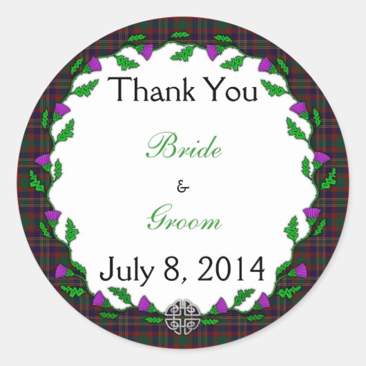 Sticker Rond Comté Cork Celtic Mariage Merci (Devant)