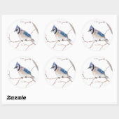 Sticker Rond Comté de Wichita, Texas. Blue Jay (Feuille)