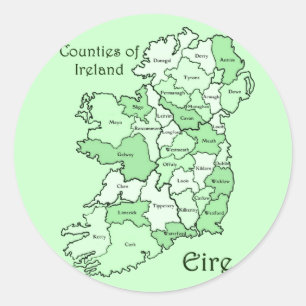 Sticker Rond Comtés de carte de l'Irlande