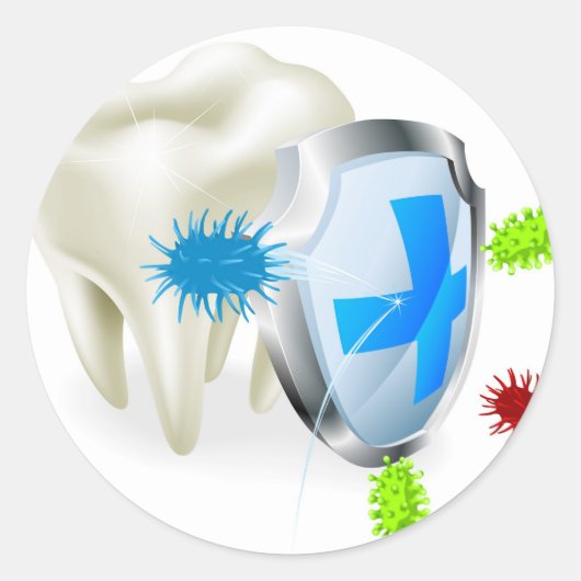 Sticker Rond Concept de dent et de bouclier (Devant)