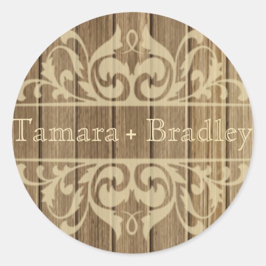 Sticker Rond Concepteur de fibres de bois rustique | brun (Devant)