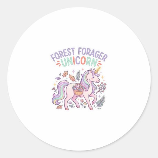 Sticker Rond Concepteur graphique de licorne de fourrageuse de (Devant)