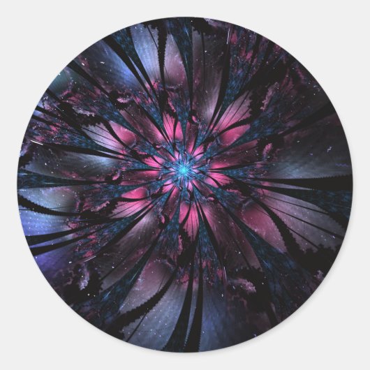 Sticker Rond Conception Abstraite des fleurs fractales. (Devant)