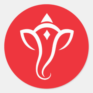 Sticker Rond Conception Abstraite des symboles Ganesha