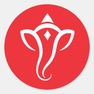 Sticker Rond Conception Abstraite des symboles Ganesha