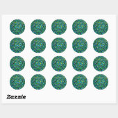 Sticker Rond Conception Abstraite Formes Vagues Bleues Vertes (Feuille)