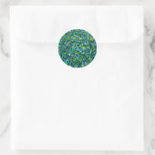 Sticker Rond Conception Abstraite Formes Vagues Bleues Vertes (Sac)