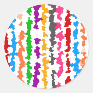 Sticker Rond Conception Abstraite Irrégulière Colorée Blanche