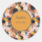 Sticker Rond Conception aquarelle tournesol (Devant)